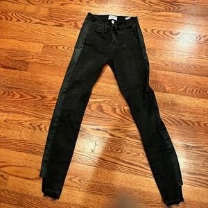 Frame skinny jeans with black thick detail down the sides of the legs